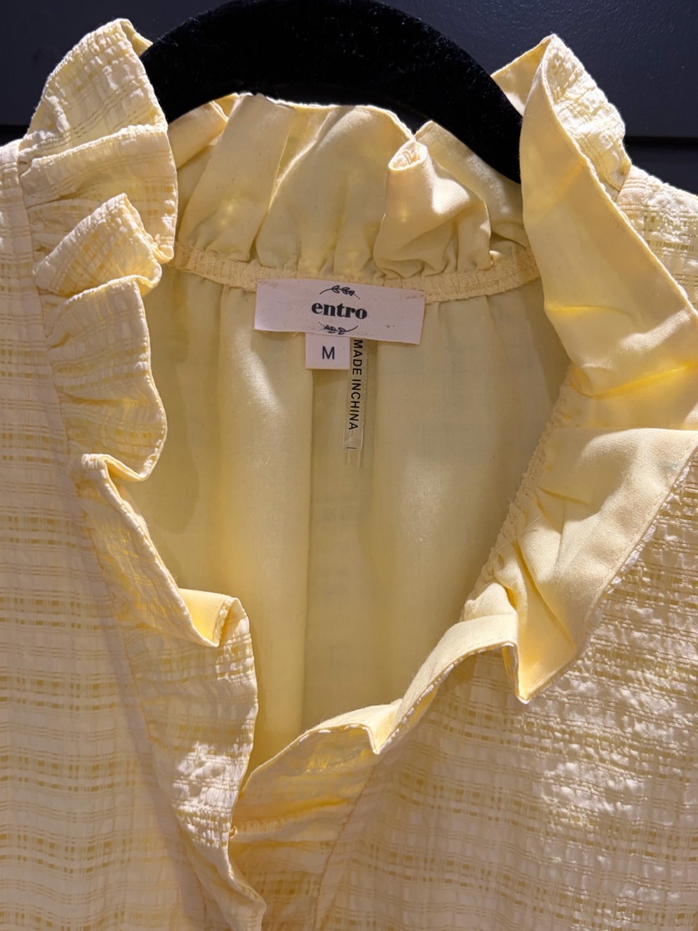 entro Yellow Ruffle-Trim Mini Dress with Puff Sleeves - Picture 3 of 7